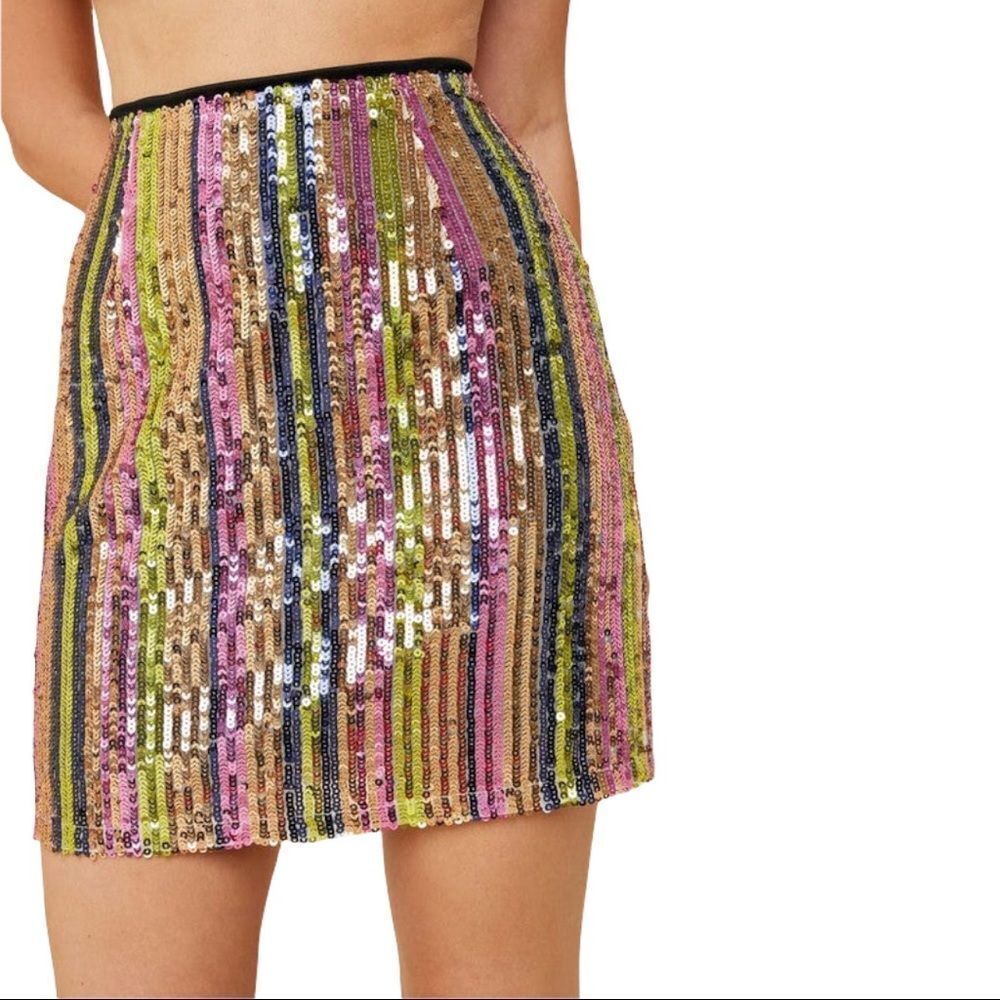 Hayden High-Rise Sequin Striped Mini Skirt - Picture 1 of 6